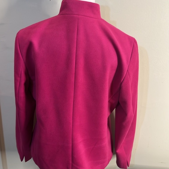 Chicos Pink dressy  front Pockets Hook and Eye closure collarless blazer jacket - Picture 13 of 15
